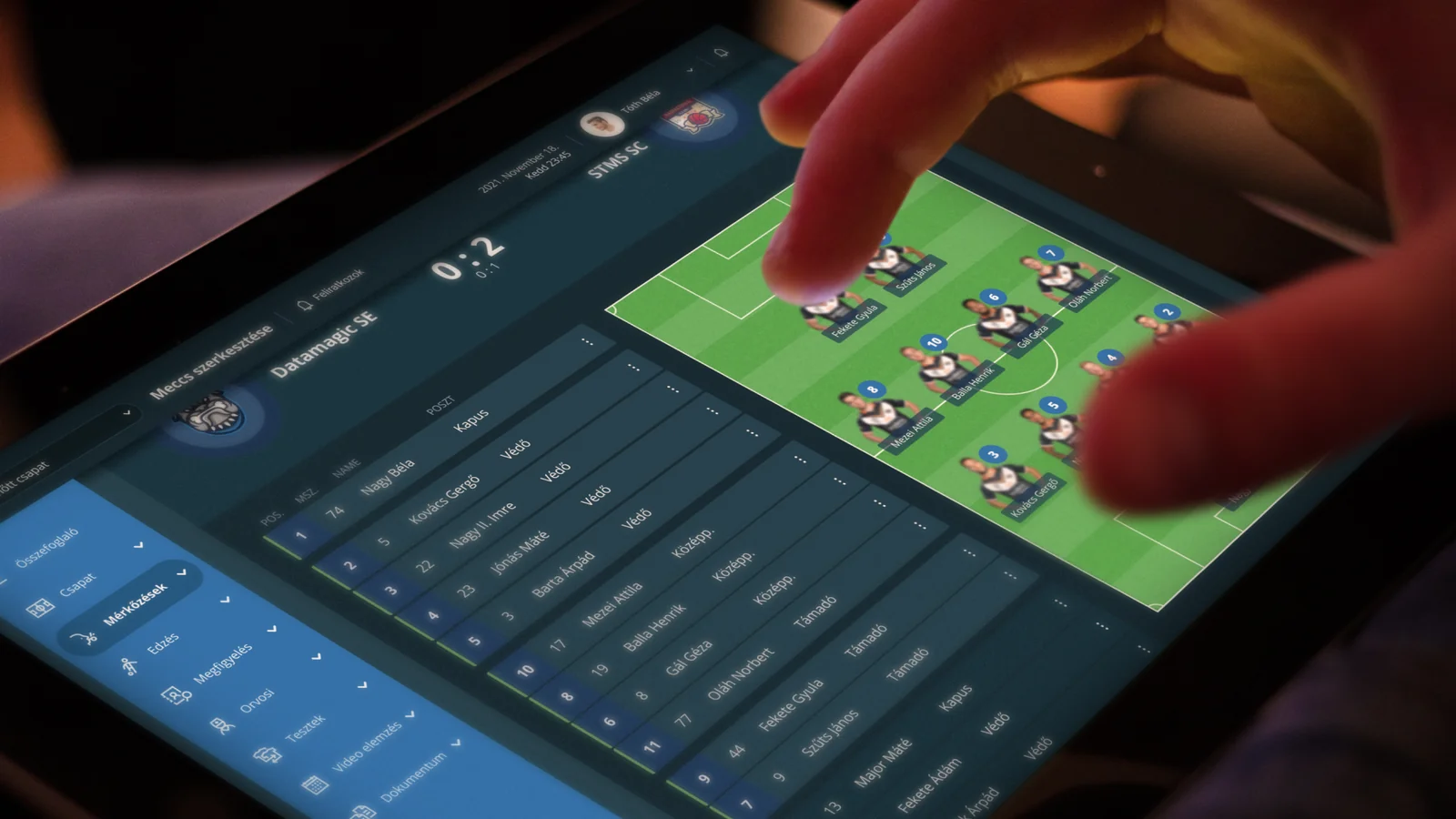 AMS – mérkőzés-szerkesztés tableten